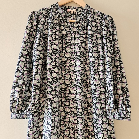 Rebecca Taylor Women's Button Down Floral Print Quarter Sleeve Midi Dress Size S - Picture 5 of 16